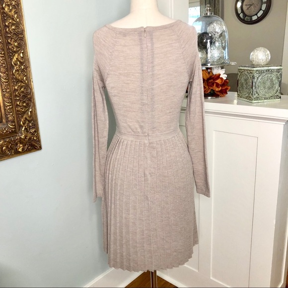 Tibi Cream Merino Wool Pleated Luxury Sweater Dress Long Sleeve Small - Picture 6 of 8